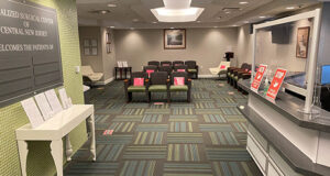 A bright, clean reception area or waiting room at Specialized Surgical Center of Central New Jersey (SSC)